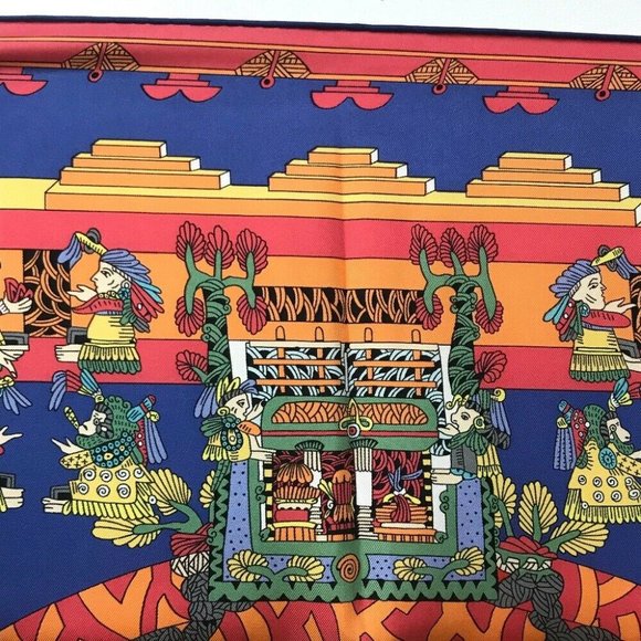 Authentic HERMES Carre90 ASTRES et SOLEILS ethnic Scarf silk Scarves/Wraps Multi - Picture 4 of 8